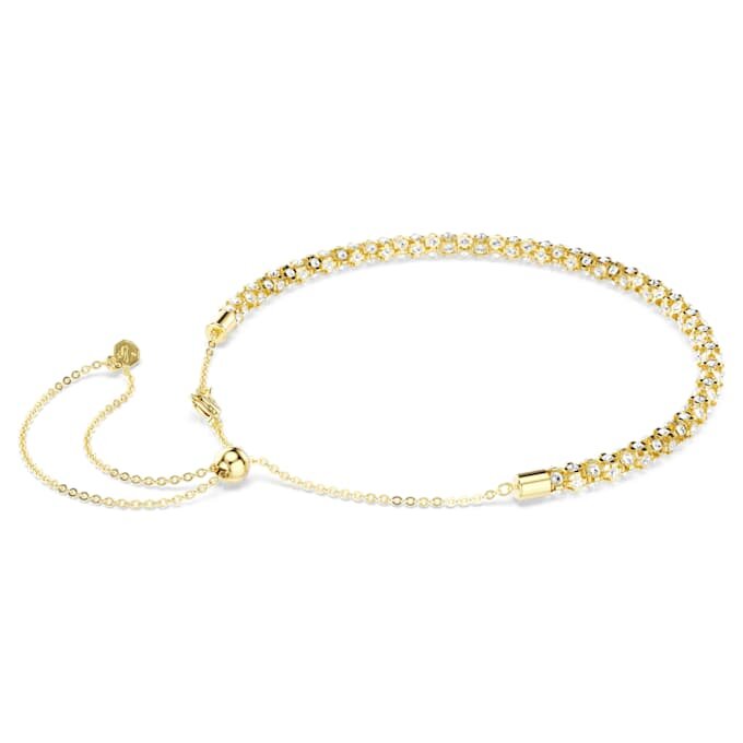 Dextera-Halskette mit rundgeschliffenen Kristallen, weiss, goldfarben Dextera-Halskette mit rundgeschliffenen Kristallen, weiss, goldfarben