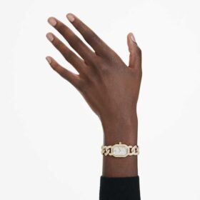 Dextera Kettenuhr Swiss Made, Kristallarmband, goldfarben, goldfarbene Oberfläche