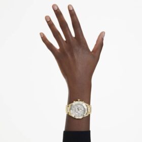 Dextera Lux Uhr Swiss Made, Metallarmband, goldfarben, goldfarbene Oberfläche