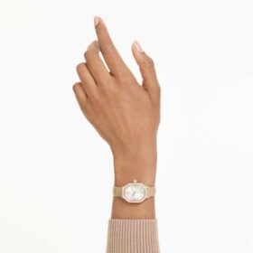 Dextera Octagon Uhr Swiss Made, Lederarmband, braun, roségoldfarben