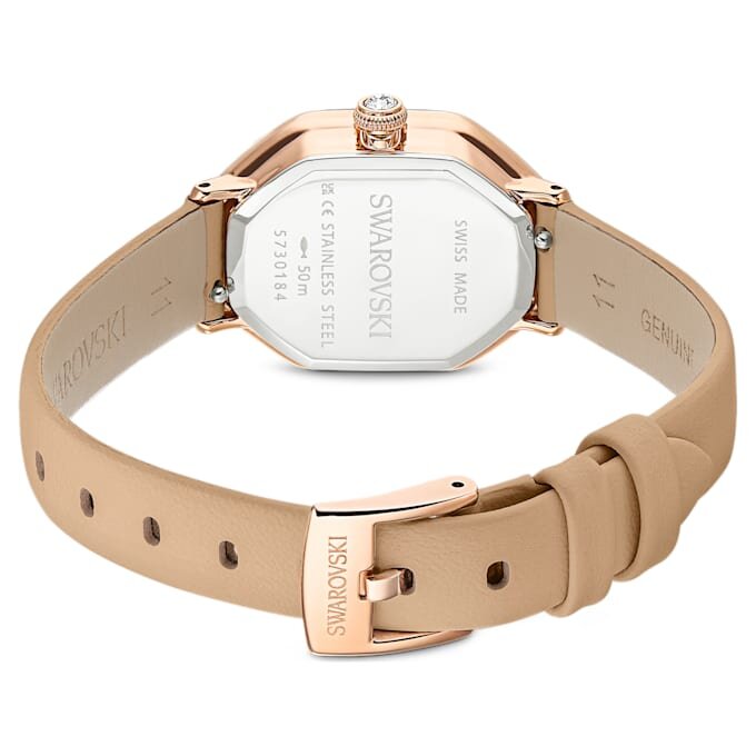 Dextera Octagon Uhr Swiss Made, Lederarmband, braun, roségoldfarben Dextera Octagon Uhr Swiss Made, Lederarmband, braun, roségoldfarben