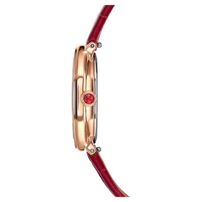 Dextera Octagon Uhr Swiss Made, Lederarmband, rot, roségoldfarben Dextera Octagon Uhr Swiss Made, Lederarmband, rot, roségoldfarben