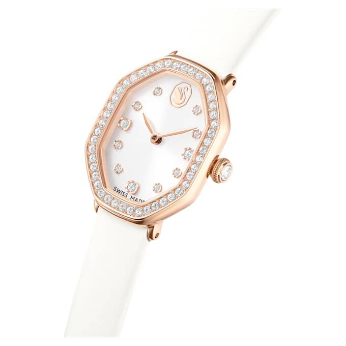 Dextera Octagon Uhr Swiss Made, Lederarmband, weiss, roségoldfarben Dextera Octagon Uhr Swiss Made, Lederarmband, weiss, roségoldfarben