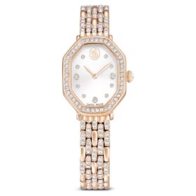 Dextera Octagon Uhr, Swiss Made, Metallarmband, goldfarben, roségoldfarbenes Finish