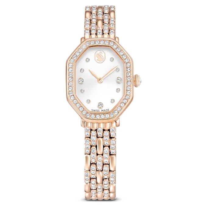 Dextera Octagon Uhr, Swiss Made, Metallarmband, goldfarben, roségoldfarbenes Finish