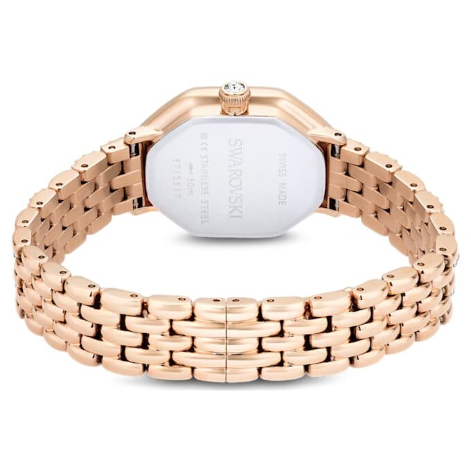 Dextera Octagon Uhr, Swiss Made, Metallarmband, goldfarben, roségoldfarbenes Finish