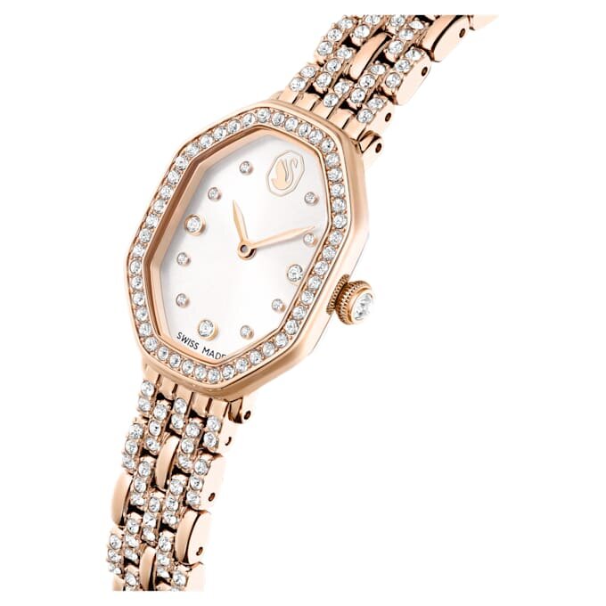 Dextera Octagon Uhr, Swiss Made, Metallarmband, goldfarben, roségoldfarbenes Finish