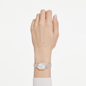 Dextera Octagon Uhr Swiss Made, Metallarmband, silberfarben, roségoldfarbenes Finish