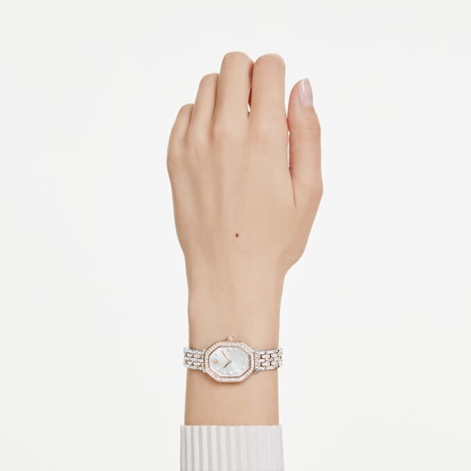 Dextera Octagon Uhr Swiss Made, Metallarmband, silberfarben, roségoldfarbenes Finish Dextera Octagon Uhr Swiss Made, Metallarmband, silberfarben, roségoldfarbenes Finish