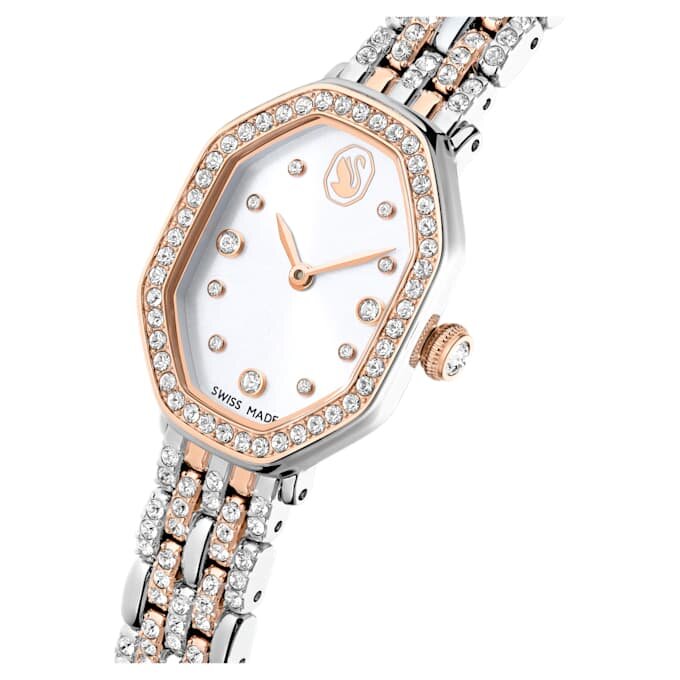 Dextera Octagon Uhr Swiss Made, Metallarmband, silberfarben, roségoldfarbenes Finish Dextera Octagon Uhr Swiss Made, Metallarmband, silberfarben, roségoldfarbenes Finish