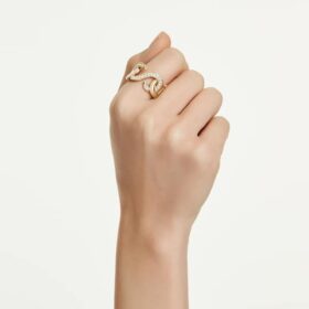 Dextera Offener Ring mit rundem Schliff, weiss, vergoldet