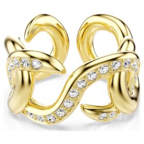 Dextera Offener Ring mit rundem Schliff, weiss, vergoldet