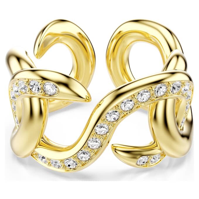 Dextera Offener Ring mit rundem Schliff, weiss, vergoldet Dextera Offener Ring mit rundem Schliff, weiss, vergoldet