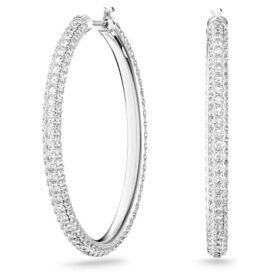 Dextera Ohrringe Pavé, gross, weiss, rhodiniert Dextera Ohrringe Pavé, gross, weiss, rhodiniert