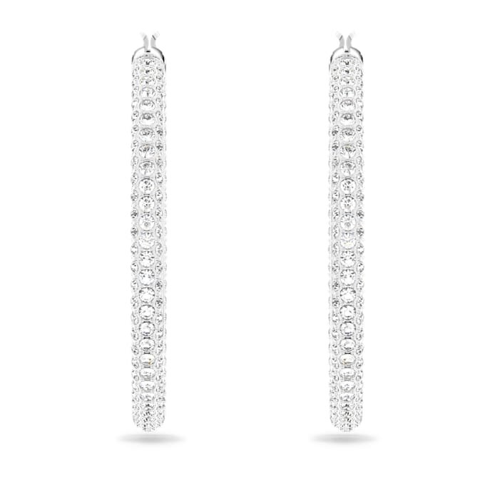 Dextera Ohrringe Pavé, gross, weiss, rhodiniert Dextera Ohrringe Pavé, gross, weiss, rhodiniert