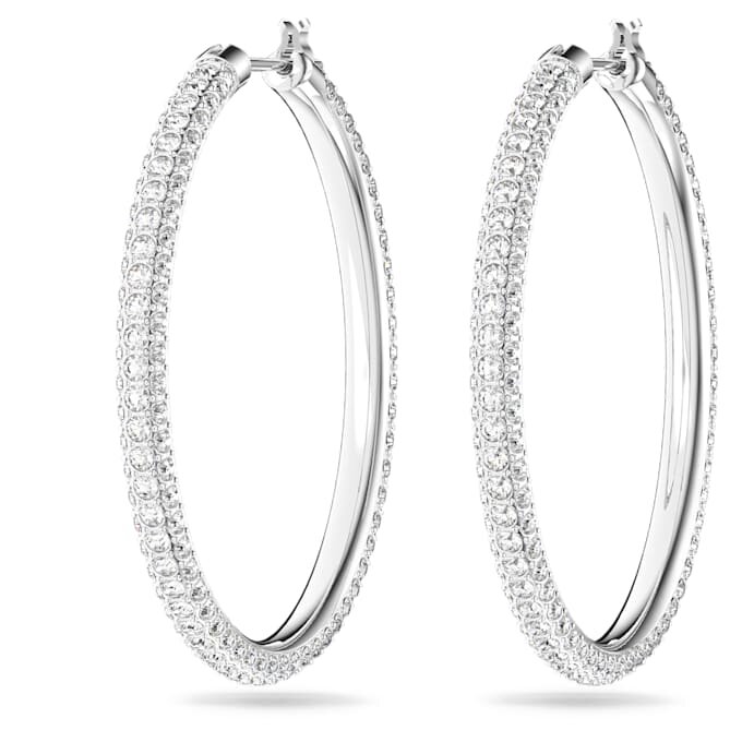 Dextera Ohrringe Pavé, gross, weiss, rhodiniert Dextera Ohrringe Pavé, gross, weiss, rhodiniert