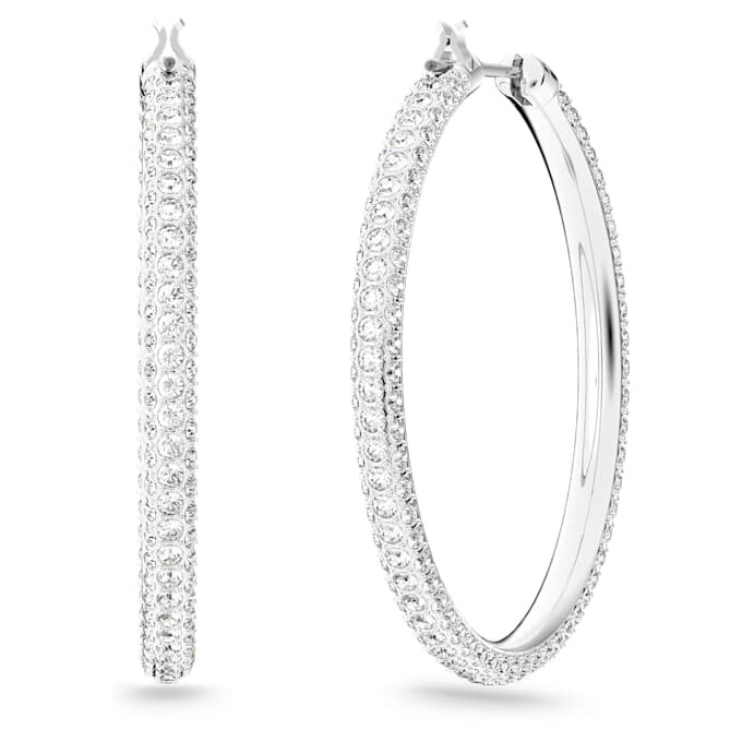 Dextera Ohrringe Pavé, gross, weiss, rhodiniert Dextera Ohrringe Pavé, gross, weiss, rhodiniert
