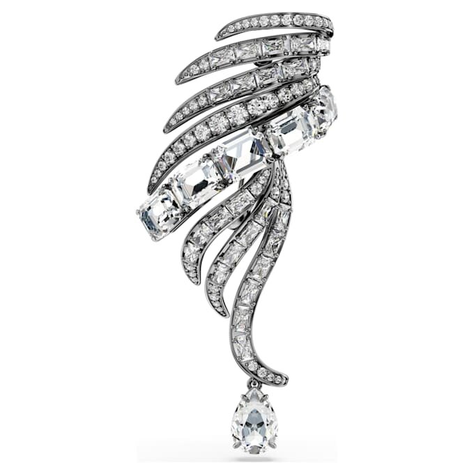Die Brosche «Feather» aus der Vienna Collection, weiss, rutheniumbeschichtet Die Brosche «Feather» aus der Vienna Collection, weiss, rutheniumbeschichtet
