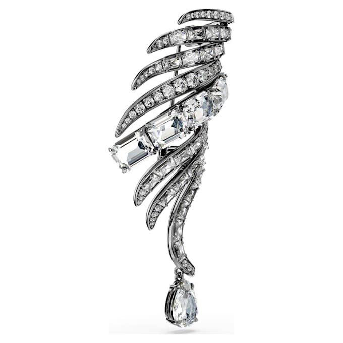 Die Brosche «Feather» aus der Vienna Collection, weiss, rutheniumbeschichtet Die Brosche «Feather» aus der Vienna Collection, weiss, rutheniumbeschichtet