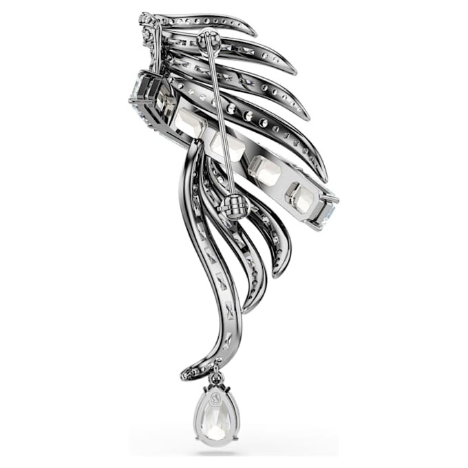Die Brosche «Feather» aus der Vienna Collection, weiss, rutheniumbeschichtet Die Brosche «Feather» aus der Vienna Collection, weiss, rutheniumbeschichtet