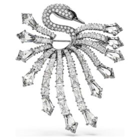 Die Brosche «Swan» aus der Vienna-Kollektion, weiss, rutheniumbeschichtet