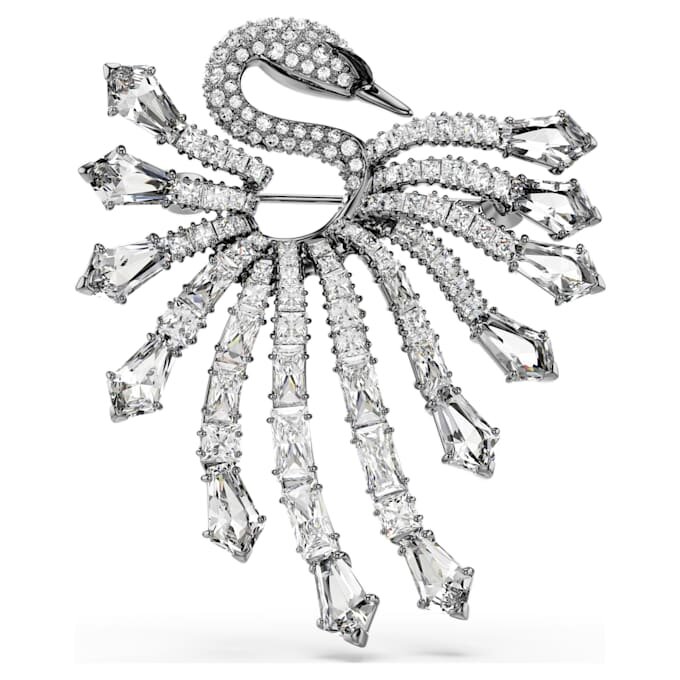 Die Brosche «Swan» aus der Vienna-Kollektion, weiss, rutheniumbeschichtet Die Brosche «Swan» aus der Vienna-Kollektion, weiss, rutheniumbeschichtet