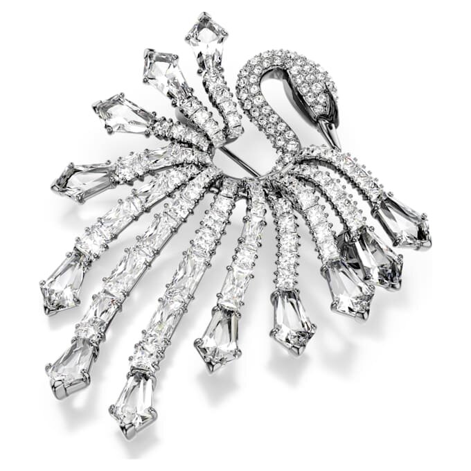 Die Brosche «Swan» aus der Vienna-Kollektion, weiss, rutheniumbeschichtet Die Brosche «Swan» aus der Vienna-Kollektion, weiss, rutheniumbeschichtet