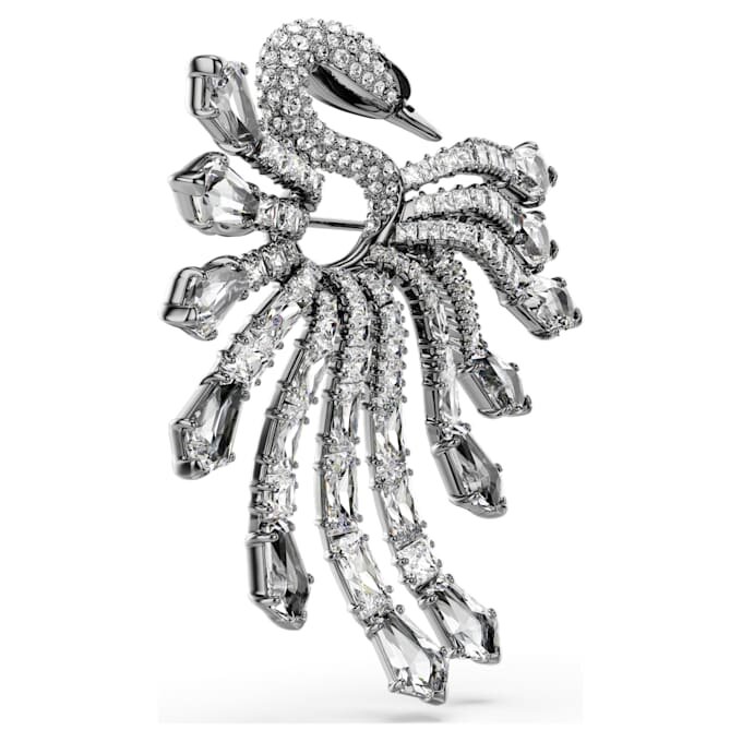 Die Brosche «Swan» aus der Vienna-Kollektion, weiss, rutheniumbeschichtet Die Brosche «Swan» aus der Vienna-Kollektion, weiss, rutheniumbeschichtet