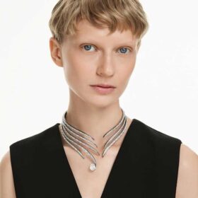 Die Vienna Collection Choker Feather, weiss, rutheniumbeschichtet
