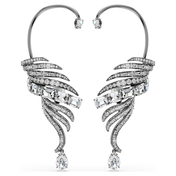 Die Vienna Collection Ohrklemmen «Feather», gross, weiss, rutheniumbeschichtet Die Vienna Collection Ohrklemmen «Feather», gross, weiss, rutheniumbeschichtet