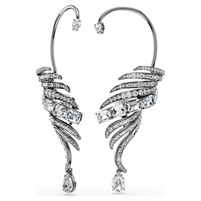 Die Vienna Collection Ohrklemmen «Feather», gross, weiss, rutheniumbeschichtet Die Vienna Collection Ohrklemmen «Feather», gross, weiss, rutheniumbeschichtet