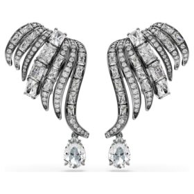 Die Vienna Collection Ohrklemmen «Feather», weiss, rutheniumbeschichtet
