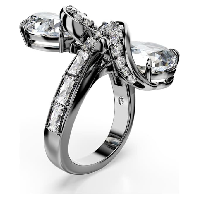 Die Vienna-Kollektion: Offener Ring «Feather», weiss, rutheniumbeschichtet Die Vienna-Kollektion: Offener Ring «Feather», weiss, rutheniumbeschichtet
