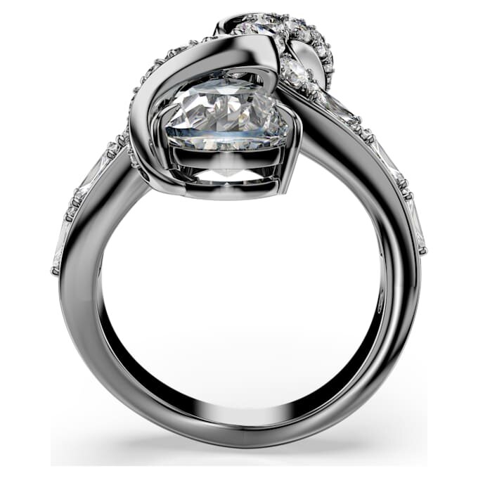 Die Vienna-Kollektion: Offener Ring «Feather», weiss, rutheniumbeschichtet Die Vienna-Kollektion: Offener Ring «Feather», weiss, rutheniumbeschichtet