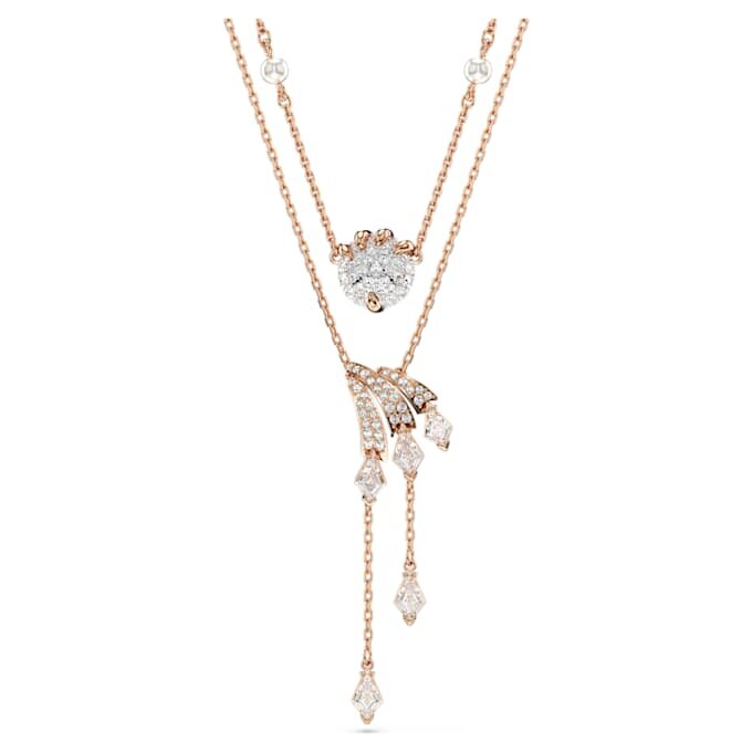 Drachen- & Phönix-Halskettenset (2), Kristallperle, Drachenklaue, weiss, roségoldfarben plattiert Drachen- & Phönix-Halskettenset (2), Kristallperle, Drachenklaue, weiss, roségoldfarben plattiert