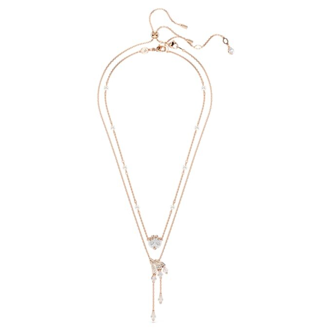 Drachen- & Phönix-Halskettenset (2), Kristallperle, Drachenklaue, weiss, roségoldfarben plattiert Drachen- & Phönix-Halskettenset (2), Kristallperle, Drachenklaue, weiss, roségoldfarben plattiert