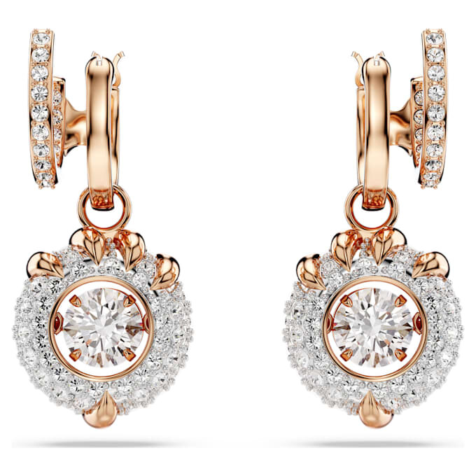 Drachen- und Phönix-Ohrringe mit Drachenklaue, weiss, roségoldfarben plattiert Drachen- und Phönix-Ohrringe mit Drachenklaue, weiss, roségoldfarben plattiert