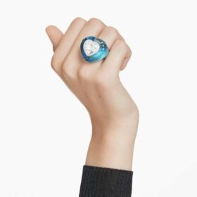 Dulcis Cocktailring Herzschliff, Pavé, Herz, Blau