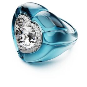 Dulcis Cocktailring Herzschliff, Pavé, Herz, Blau