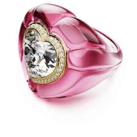 Dulcis Cocktailring Herzschliff, Pavé, Herz, Rosa