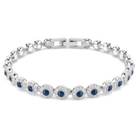 Ein Angelic Armband mit rundgeschliffenen Steinen, blau, rhodiniert