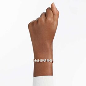 Ein Angelic Armband, Rundschliff, Pavé, mittelgross, weiss, roségoldfarben plattiert Ein Angelic Armband, Rundschliff, Pavé, mittelgross, weiss, roségoldfarben plattiert