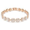 Ein Angelic Armband, Rundschliff, Pavé, mittelgross, weiss, roségoldfarben plattiert