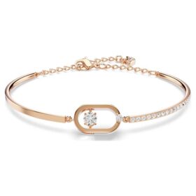 Ein Armband, runder Schliff, ovale Form, weiss, roségoldfarben plattiert Ein Armband, runder Schliff, ovale Form, weiss, roségoldfarben plattiert