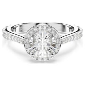 Eine Angelic Ring, Rundschliff, weiss, silberfarben
