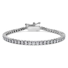 Eternity-Armband mit im Labor gezüchteten Diamanten, 3 Karat insgesamt, runde Form, 14K Weissgold Eternity-Armband mit im Labor gezüchteten Diamanten, 3 Karat insgesamt, runde Form, 14K Weissgold