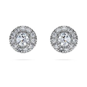 Eternity-Halo-Ohrringe mit im Labor gezüchteten Diamanten, 0.45 Ct Tw, runde Form, Sterlingsilber