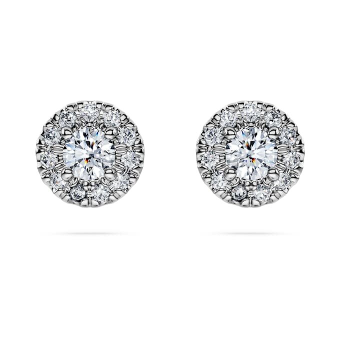 Eternity-Halo-Ohrringe mit im Labor gezüchteten Diamanten, 0.45 Ct Tw, runde Form, Sterlingsilber Eternity-Halo-Ohrringe mit im Labor gezüchteten Diamanten, 0.45 Ct Tw, runde Form, Sterlingsilber