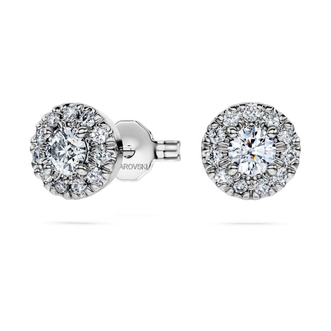 Eternity-Halo-Ohrringe mit im Labor gezüchteten Diamanten, 0.45 Ct Tw, runde Form, Sterlingsilber Eternity-Halo-Ohrringe mit im Labor gezüchteten Diamanten, 0.45 Ct Tw, runde Form, Sterlingsilber