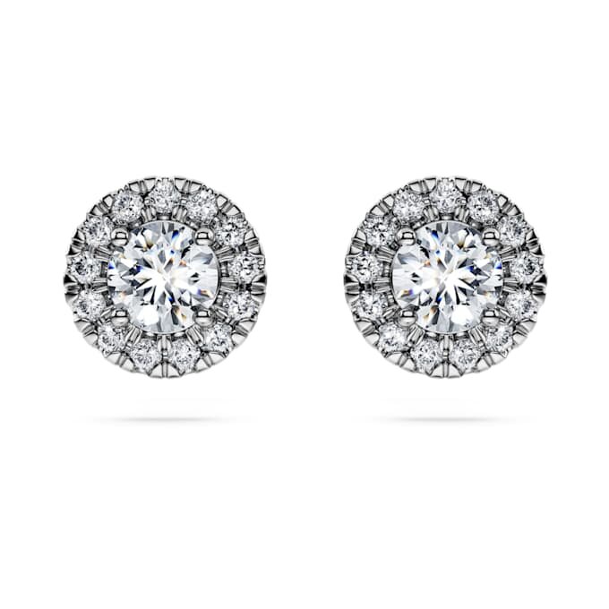 Eternity-Halo-Ohrringe mit im Labor gezüchteten Diamanten, 0.75 Ct Tw, runde Form, 14K Weissgold Eternity-Halo-Ohrringe mit im Labor gezüchteten Diamanten, 0.75 Ct Tw, runde Form, 14K Weissgold